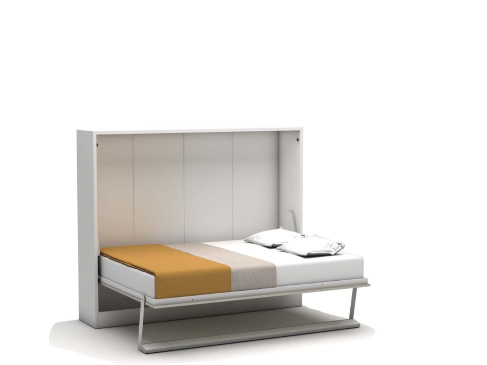 Bedkast maat 150 x 200, horizontaal, kleur wit en taupe