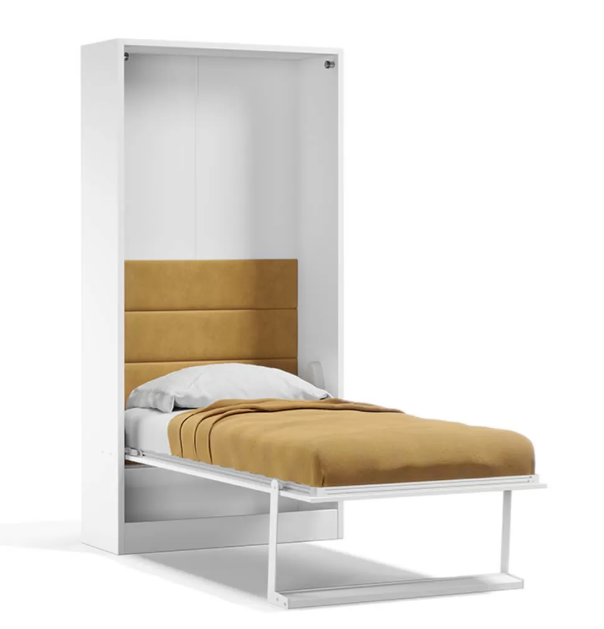 Opklapbed maat 100 x 200, verticaal, kleur wit, antraciet en taupe